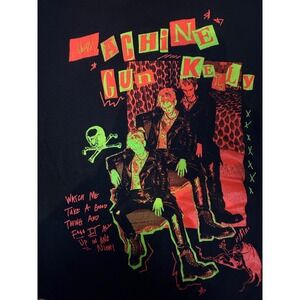 Machine Gun Kelly MGK Graphic T-Shirt Black Neon Punk Rock Concert Tee Large